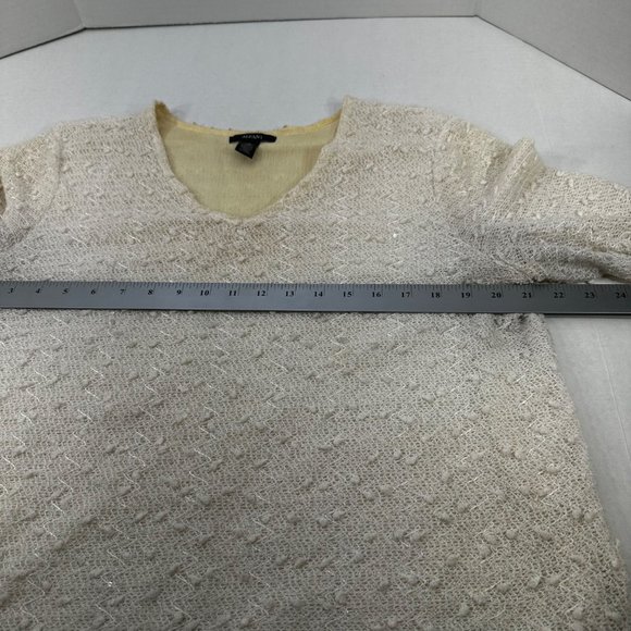 Alfani Womens Sz Large Top V Neck Lined Lace Outer Hi Lo Pullover White Preowned - Picture 10 of 14